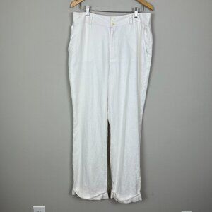 Lauren Ralph Lauren Trousers Pants Womens 14 Ivory 100% Linen Wide Leg‎ Lined